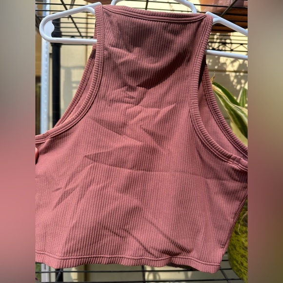 Ribbed Mauve Halter Crop Top Size 4 Small - Picture 3 of 6